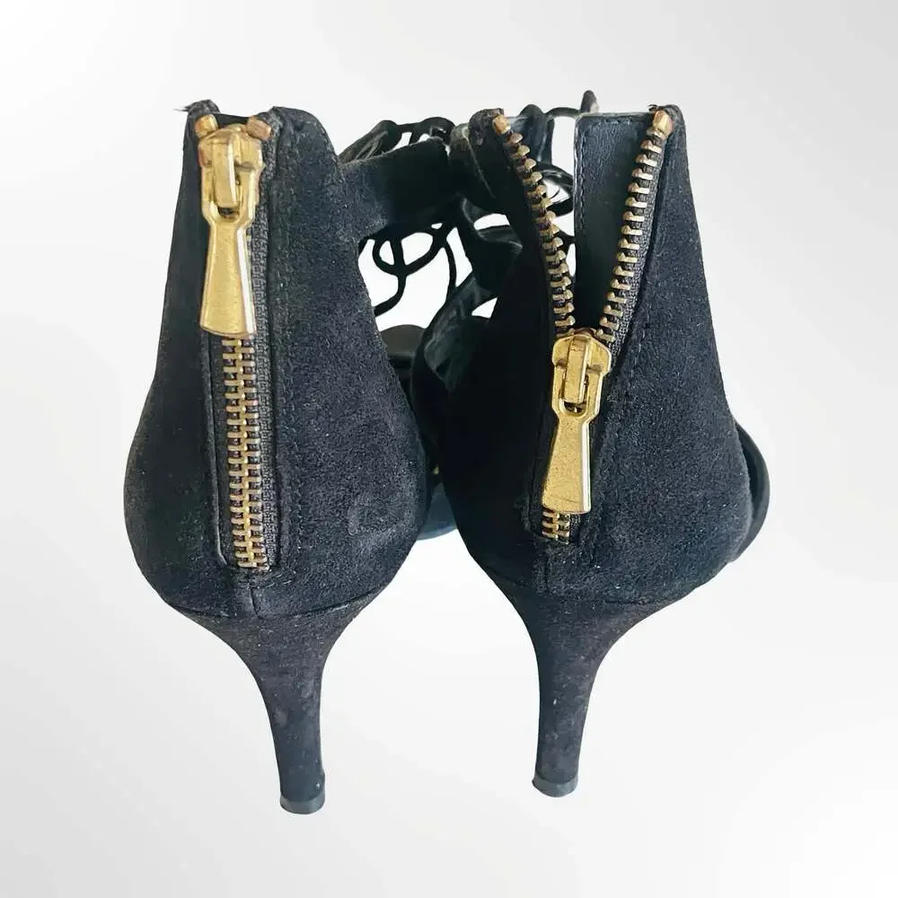 14th & Union Black Suede Lace-Up Stiletto Heels